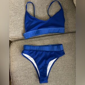 SHEIN Blue and White Bikini Set